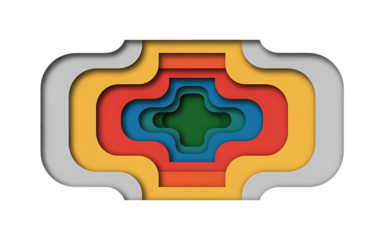 Abstract geometric layered paper cut, Isolated on white and transparent background