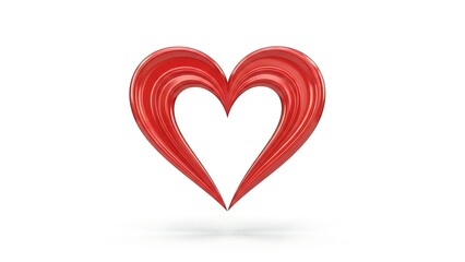 Warm Red Heart Silhouette Featuring Fluid Curves