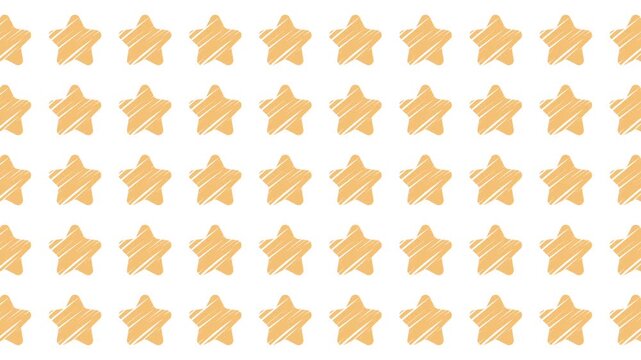 Repeating pattern of orange five pointed stars on white. Suitable for festive designs, textiles, backgrounds, or decorations with vibrant colors.