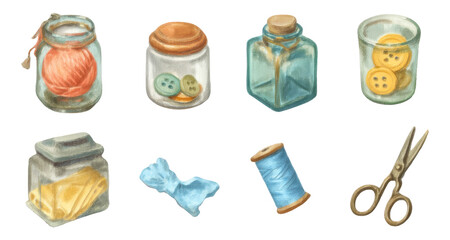 Colorful Artisan Workshop Tools for Crafting Projects on Transparent Background