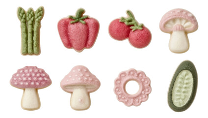 Colorful Vegetable Candy Assortment Featuring Asparagus and Bell Pepper Shapes