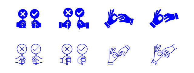 Approval and Disapproval Hand Gestures with OK Sign Icons