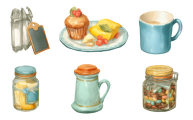 Cozy Cafe Counter with Pastry, Sugar Jar, Mug, and Muffins on Transparent Background