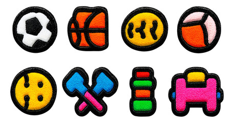 Cute Sports Icons for Kids Featuring Soccer, Basketball, Tennis, and More