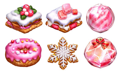 Fototapeta premium Glossy 3D Dessert Charms Featuring Confectionery Art and Colorful Styles
