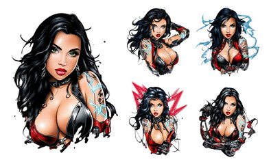 Cyber Samurai Femme with Neon Blade Aura in Sleek Armor Isolated on Transparent Background