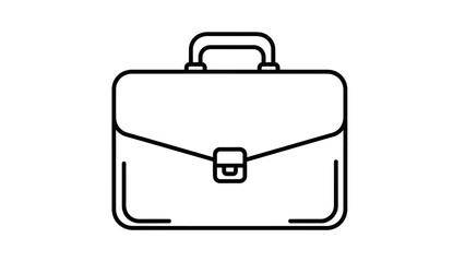 Simple black outline icon of a briefcase on a white background Keywords: briefcase, bag, luggage, business, work, travel