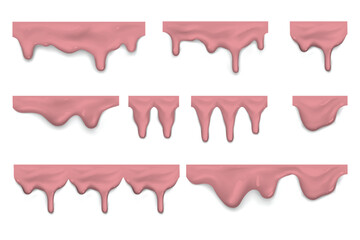 Pink icing drip borders with soft melting texture for bakery and dessert themed designs.