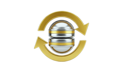 Data Synchronization Symbol with Arrows on White Background