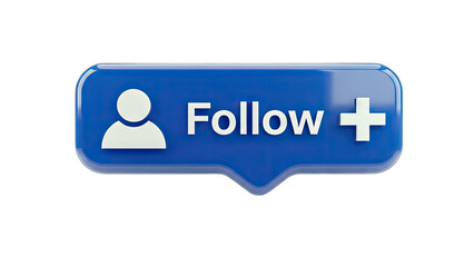 Follow Button with Plus Sign on White Background