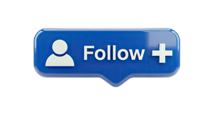 Follow Button with Plus Sign on White Background