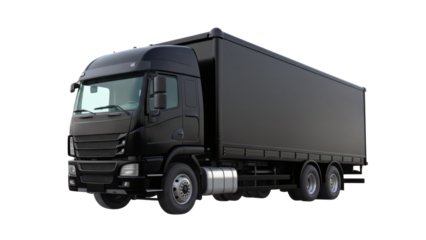 Sleek modern black box truck perfect for transport branding mockups