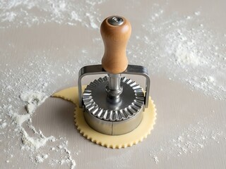 Crafting circular dough shapes for baking using a fluted pastry cutter