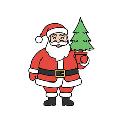  Santa Carrying A Small Tree Vector Illustration Design