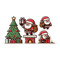 Santa Delivering Gifts Vector Illustration Design