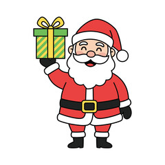 Santa Holding A Present Vector Illustration Design
