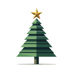 Fototapeta premium Christmas Tree With A Star Topper Vector Illustration Design