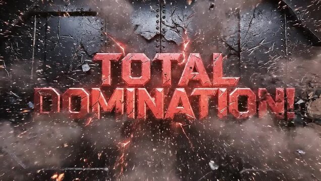 Total domination text effect with debris explosion