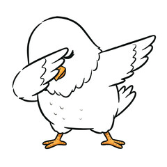 Funny Dabbing Goose Cartoon Illustration in Cute Hand Drawn Style