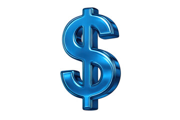Obraz premium Blue metallic 3d dollar sign symbol representing finance, currency, economy, and wealth on transparent background