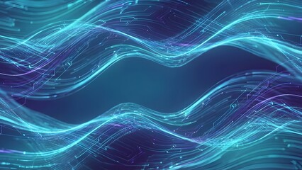 Abstract Blue Light Waves for Technology Background.