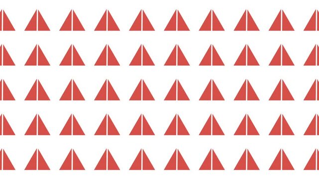 Repeating pattern of red triangles on white background, great for packaging design, printed fabrics, digital backgrounds, and web graphics.
