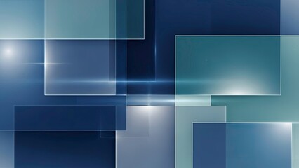 Fototapeta premium Abstract Blue Geometric Shapes Background with Glowing Squares and Lines
