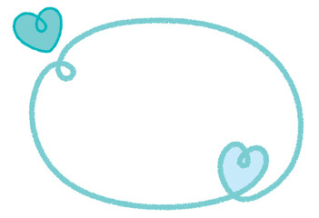 クレヨンラインのカーリーハートフレーム/ブルー