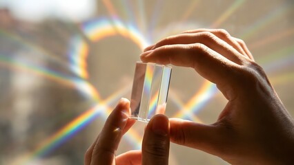 Person Holding Smartphone with Sun Halo Effect.