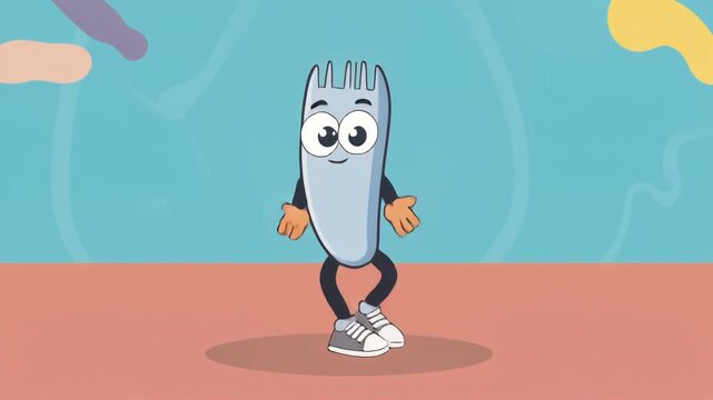 children cute vector cartoon fork  jump gladness happy time