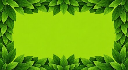 Lush green leaves frame a vibrant, solid lime green central space