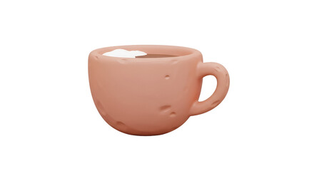Obraz premium A cute 3d render of a textured pink mug filled with hot cocoa or coffee and whipped cream
