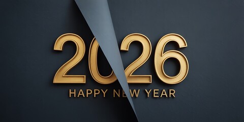 Golden 2026 new year celebration with a ripped paper effect background