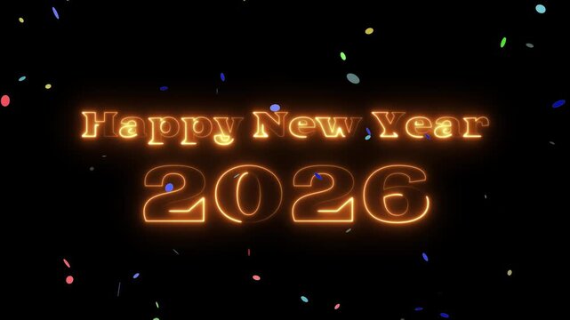 New Year 2026 Luxury Gold Background with Shining Line Effects. Happy New Year 2026 Celebration Gold Sparkle Animation. Happy New Year 2026 Gold Greeting with bukeh Light Trails.
