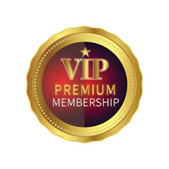 VIP Premium Membership Badge with Golden Red Gradient Vector Design
