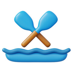 3d crossed oars and boat icon for beginner water sports and safe learning