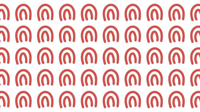 Pattern of reddishbrown double arch shapes on white. Suitable for backgrounds, textiles, or graphic designs with a modern aesthetic.
