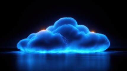 Neon blue cloud, dark background