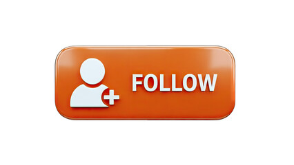 Follow Button with User Icon and Plus Sign on White Background