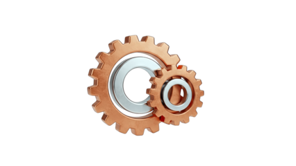 Gear Mechanism Interlocking on White Background