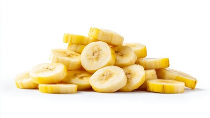 Fresh banana slices on white background. Artificial intelligence image