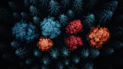 Obraz premium Overhead view of colorful trees