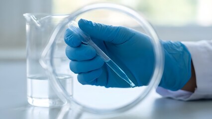 Laboratory Scientist Using Pipette in Test Tube.