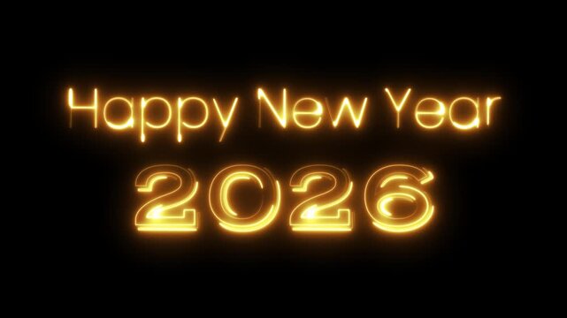 New Year 2026 Luxury Gold Background with Shining Line Effects. Happy New Year 2026 Celebration Gold Sparkle Animation. Happy New Year 2026 Gold Greeting with bukeh Light Trails.