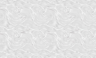 Simple Monochrome Wavy Lines Illustration, Linear Motion Doodle Fabric Print
