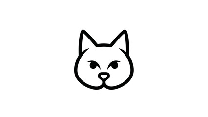 Fototapeta premium Minimal monochrome cat face icon simple outline for logos and branding use