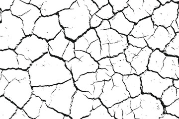 Cracks in the texture of dry soil surface illustration. Cracked clay soil PNG file with transparent background. Eps 10