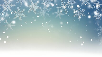 A serene winter background featuring falling snowflakes and a gradient sky