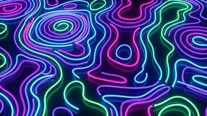 Fototapeta premium Colorful Neon Abstract Lines and Swirls Design.