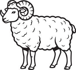 Cute cartoon sheep vector illustration on white background